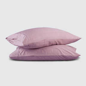 Image of two pillows stacked on top of one another with a Lilac Bamboo Rayon Pillowcase on each