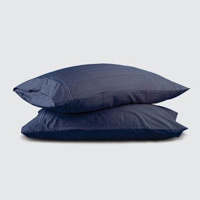 Image of two pillows stacked on top of one another with a Midnight Bamboo Rayon Pillowcase on each