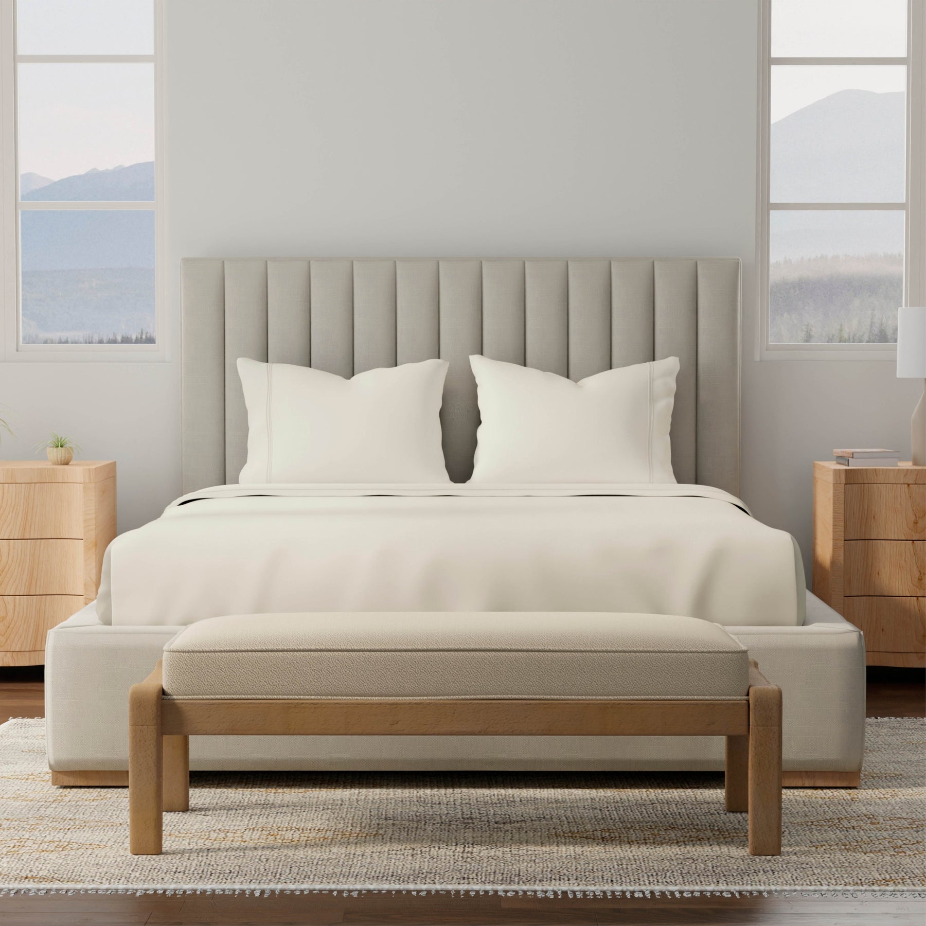 Image of a bedroom with a dressed bed with Ivory Soft Touch TENCEL™ Modal Sheets 